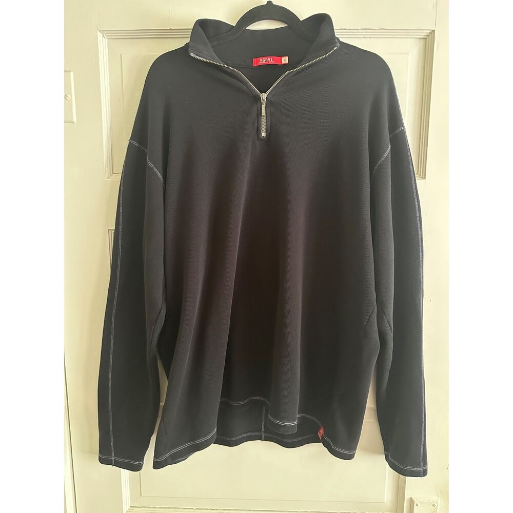 Agave Denim Black Quarter Zip Pullover Sweater Mock Neck Men's Size Extra Large